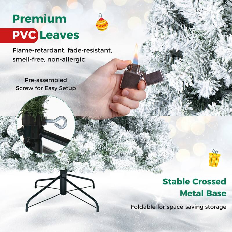 Premium PVC Leaves  
Flame-retardant, fade-resistant, smell-free, non-allergic  
Pre-assembled Screw for Easy Setup  
Stable Crossed Metal Base  
Foldable for space-saving storage
