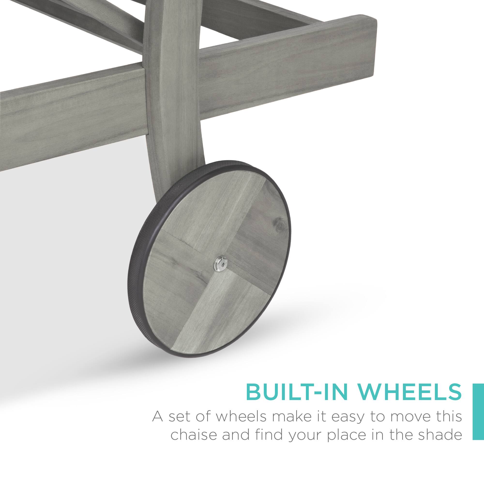 BUILT-IN WHEELS

A set of wheels make it easy to move this chaise and find your place in the shade