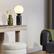 Alt View 4. Brightech - Mila Tall LED Modern Contemporary Round Globe Dimmable Bedside Nightstand Desk Lamp with Frosted White Glass Shade - Glossy Classic Black Marble.
