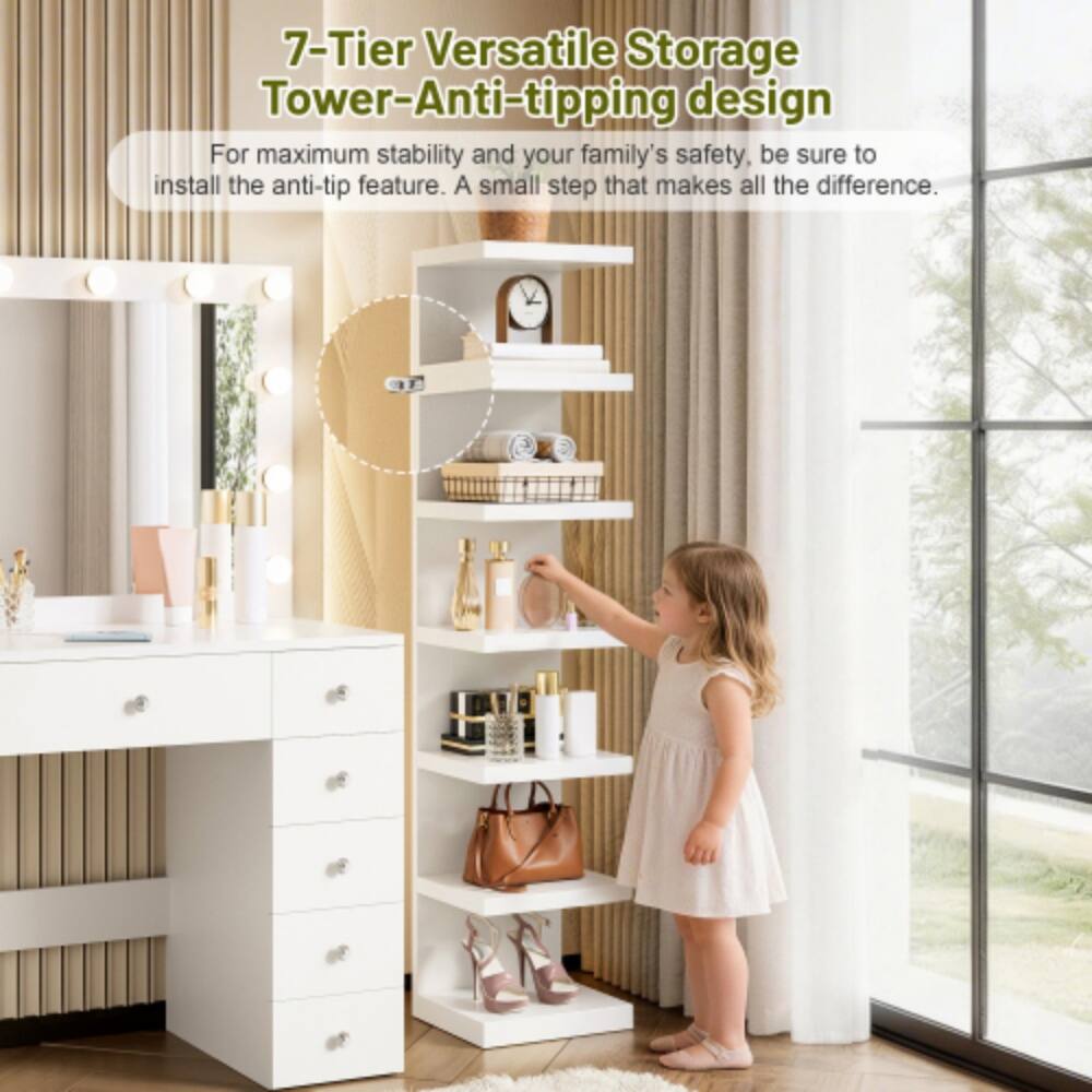 7-Tier Versatile Storage Tower-Anti-tipping design

For maximum stability and your family's safety, be sure to install the anti-tip feature. A small step that makes all the difference.