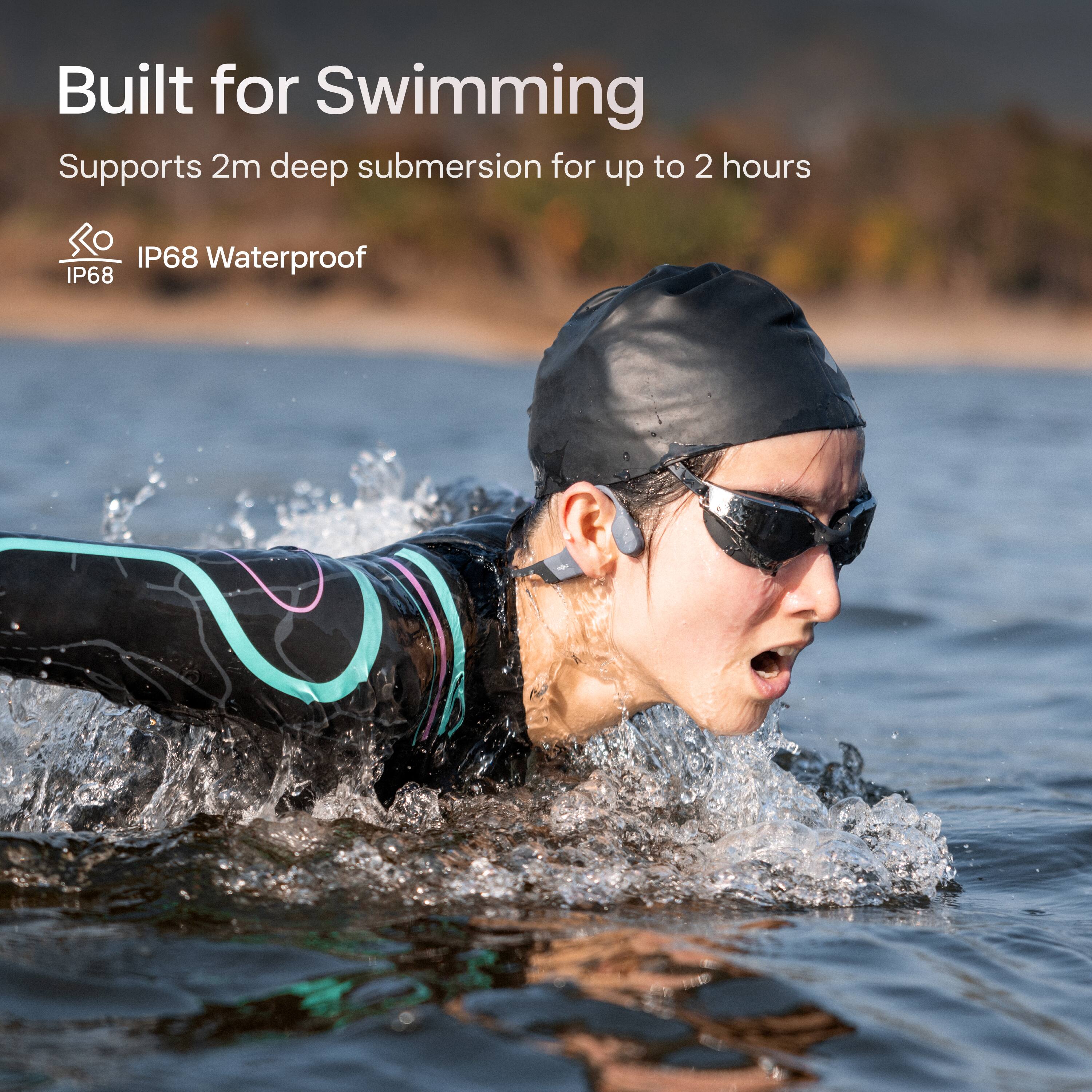 Built for Swimming  
Supports 2m deep submersion for up to 2 hours  
IP68 Waterproof