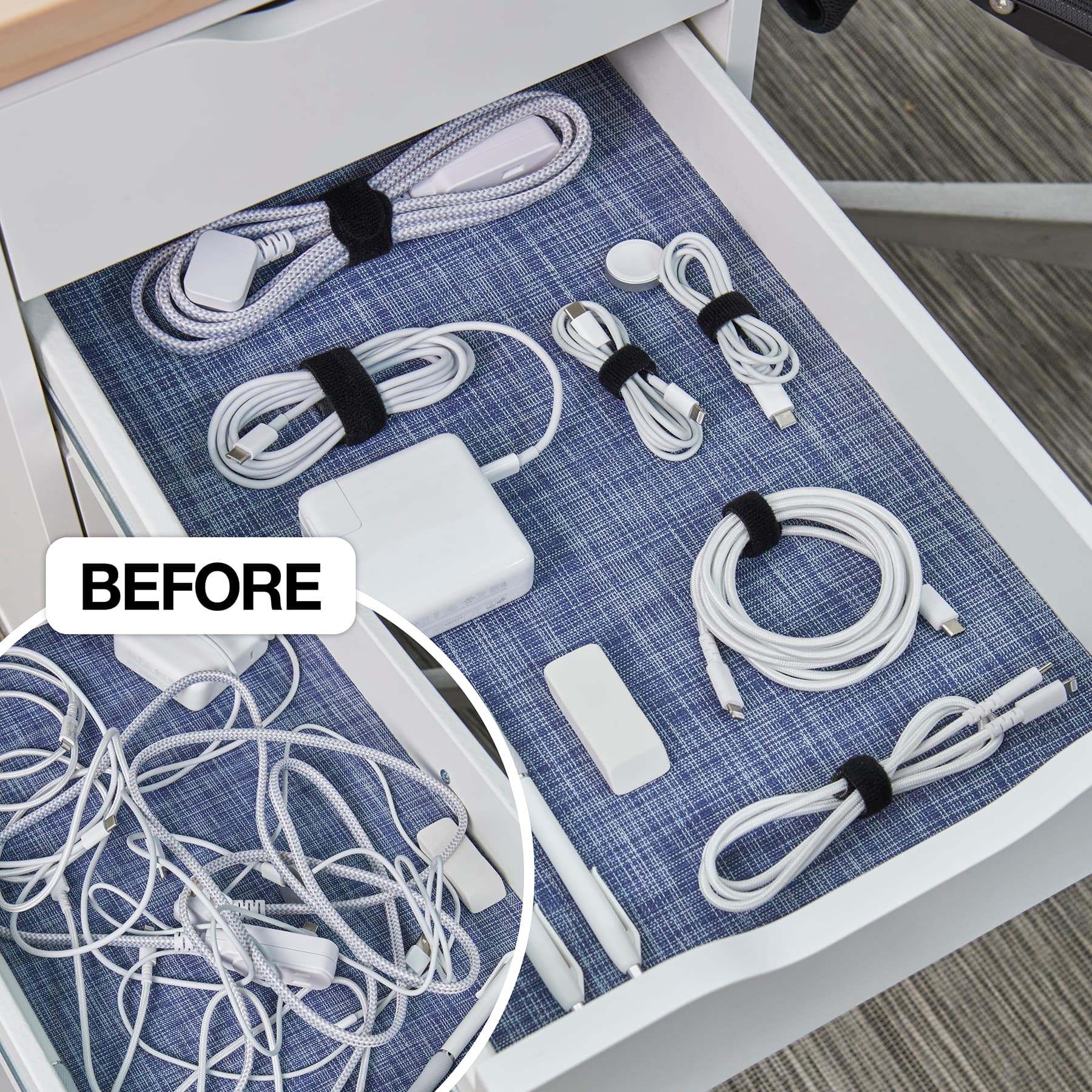 Alt View 13. Wrap-It Storage - Self-Gripping Cable Ties (20-Pack) Reusable Hook and Loop Cord Organizer Cable Tie for Cord Management and Organization - Black.