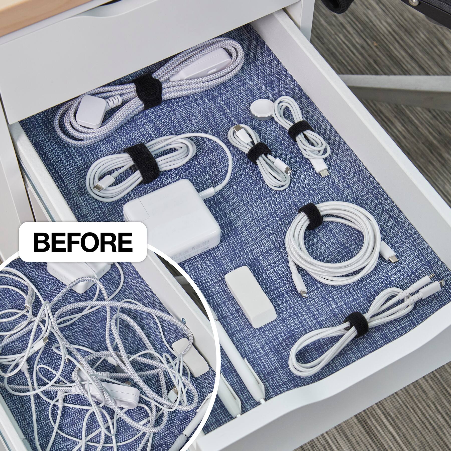 Alt View 13. Wrap-It Storage - Self-Gripping Cable Ties (20-Pack) Reusable Hook and Loop Cord Organizer Cable Tie for Cord Management and Organization - Black.