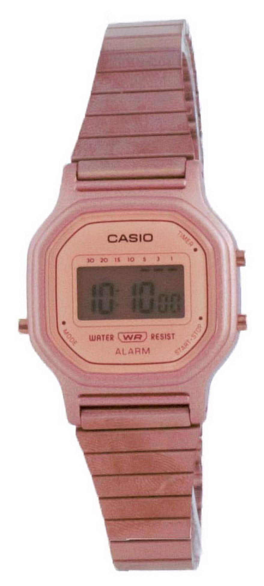 Casio - Vintage Digital LA-11WR-5A Ladies Watch Alarm Stopwatch Timer Auto Calendar - Rose Gold