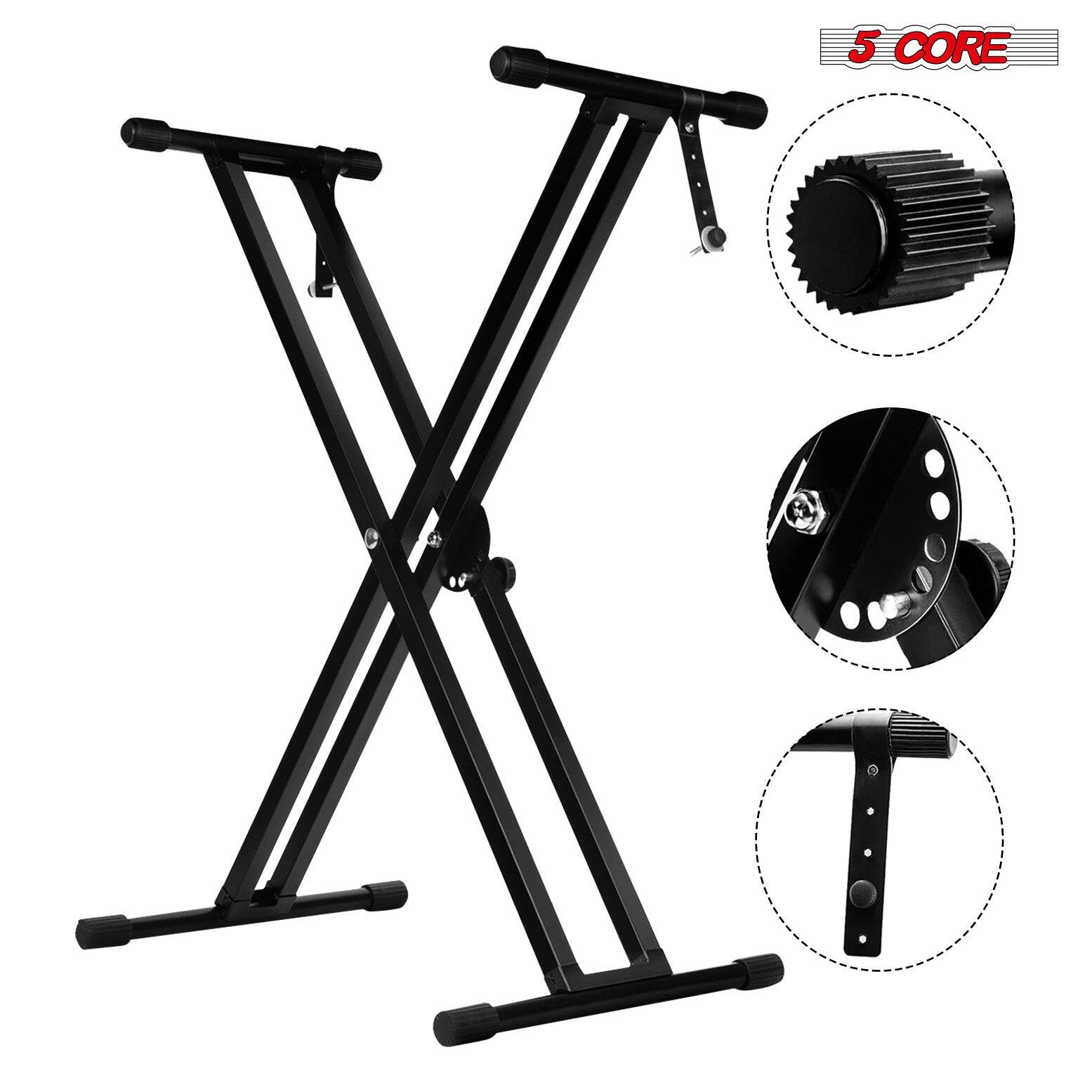 Angle. 5 CORE - Keyboard Stand Dual X Shape Adjustable Foldable Portable Key Board DJ Controller Stands - Black.