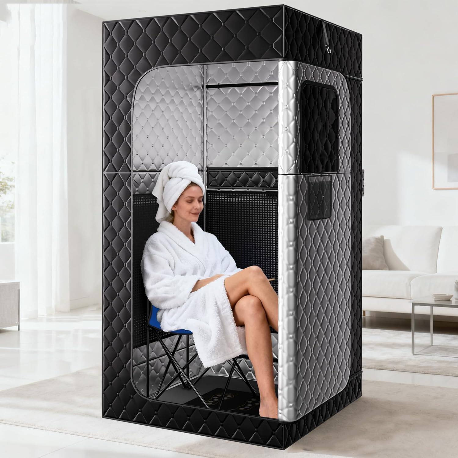 Alt View 1. Circus Cirle - Infrared Sauna Box, Portable Personal Steam Sauna Tent - Black.