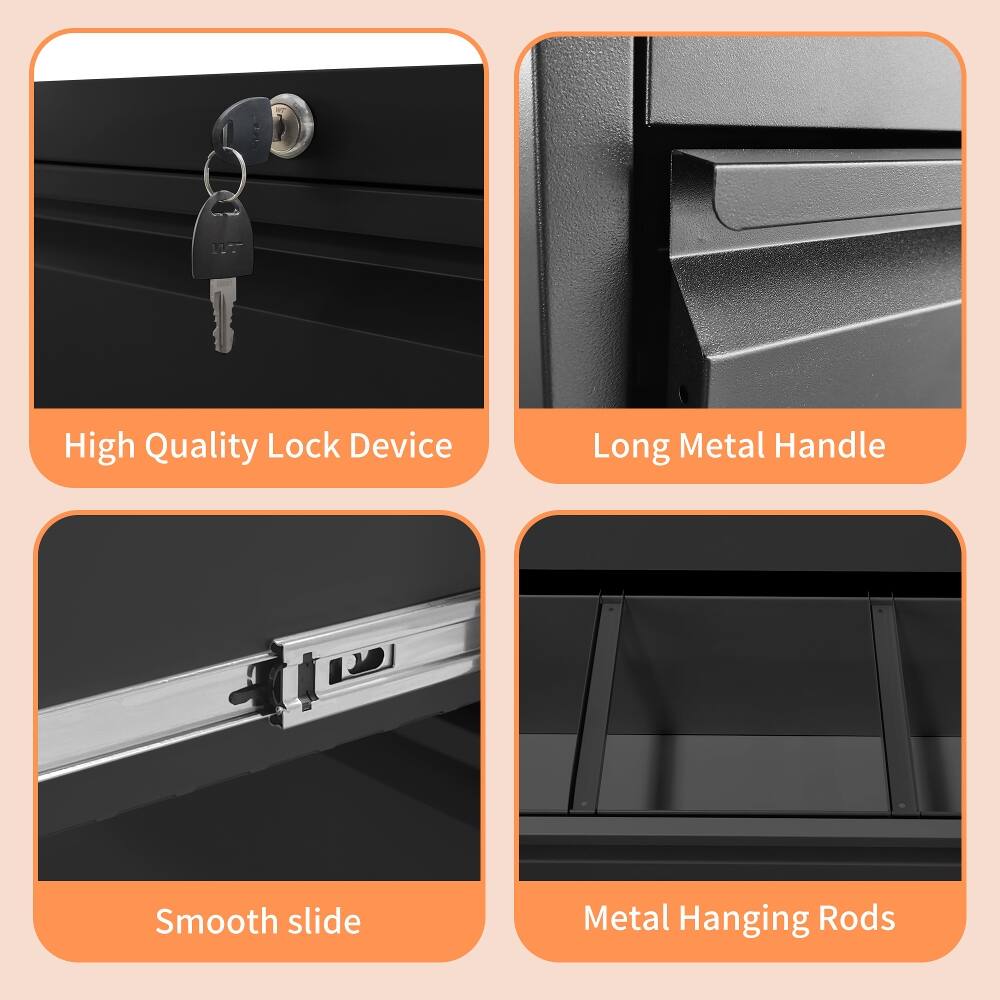 High Quality Lock Device  
Long Metal Handle  
Smooth slide  
Metal Hanging Rods