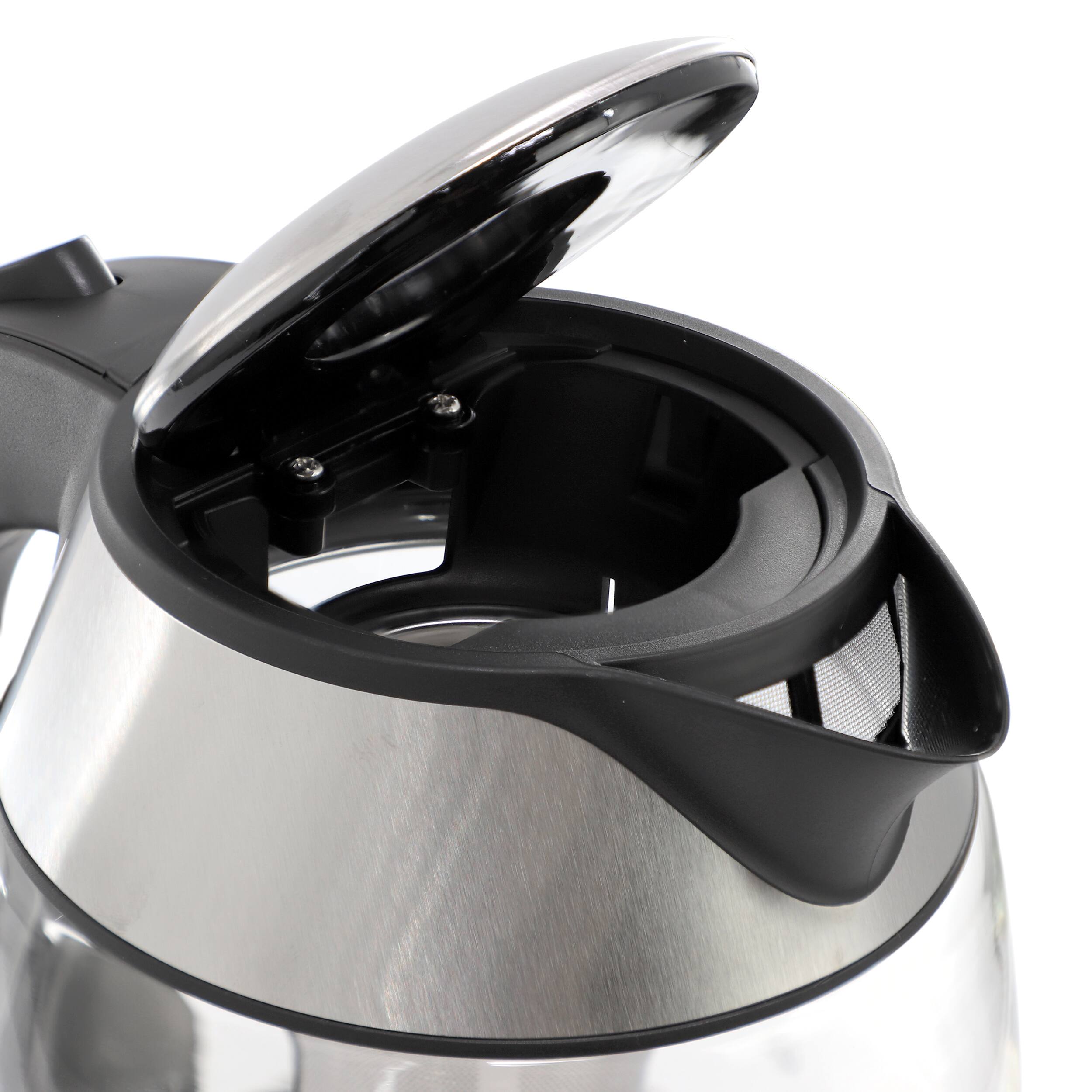 Alt View 4. MegaChef - MegaChef 1.8Lt. Glass Body and Stainless Steel Electric Tea Kettle with Tea Infuser - Clear.