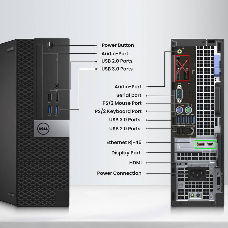 Power Button  
Audio-Port  
USB 2.0 Ports  
USB 3.0 Ports  
Audio-Port  
Serial port  
PS/2 Mouse Port  
PS/2 Keyboard Port  
USB 3.0 Ports  
USB 2.0 Ports  
Ethernet RJ-45  
Display Port  
HDMI  
Power Connection