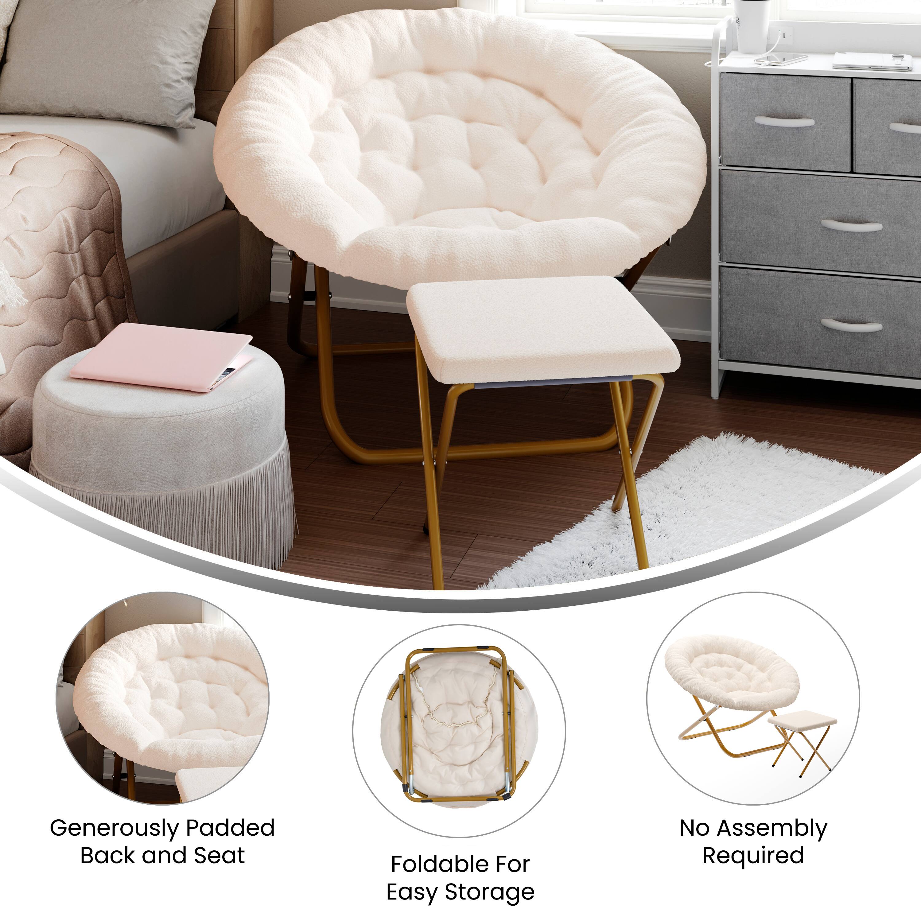 Generously Padded Back and Seat  
Foldable For Easy Storage  
No Assembly Required