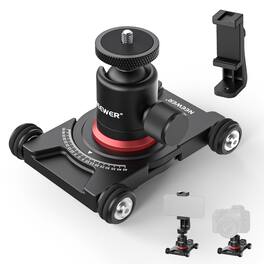 Neewer - Tabletop Camera Slider with Ball Head & Phone Clamp - 4-Wheel Manual Dolly for DSLR, GoPro & Smartphones