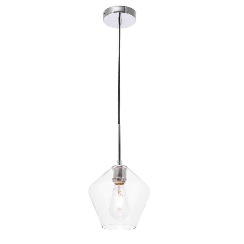 Alt View 2. Living District - Gene 1 light Chrome and Clear glass pendant - Chrome And Clear Glass.