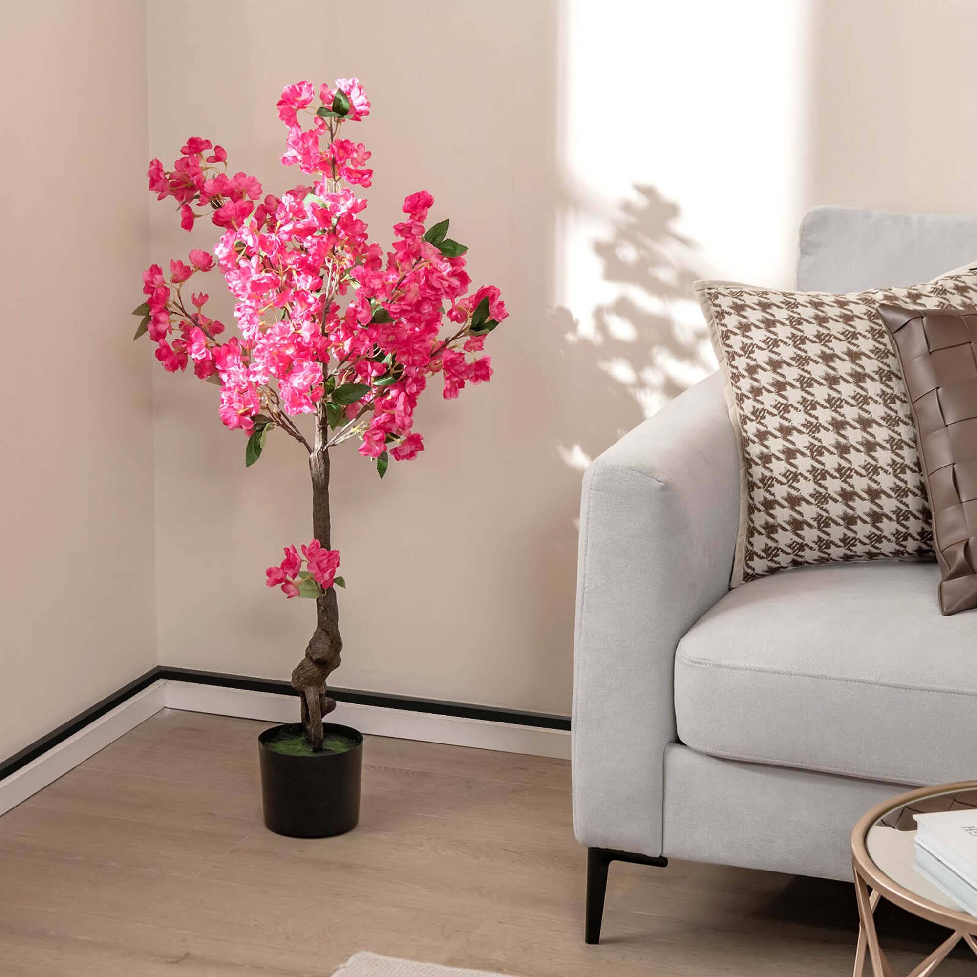 Alt View 4. Costway - Costway 2 Pack 42" Artificial Plum Blossom Tree with 92 Flowers & Realistic Trunk Indoor - Red.