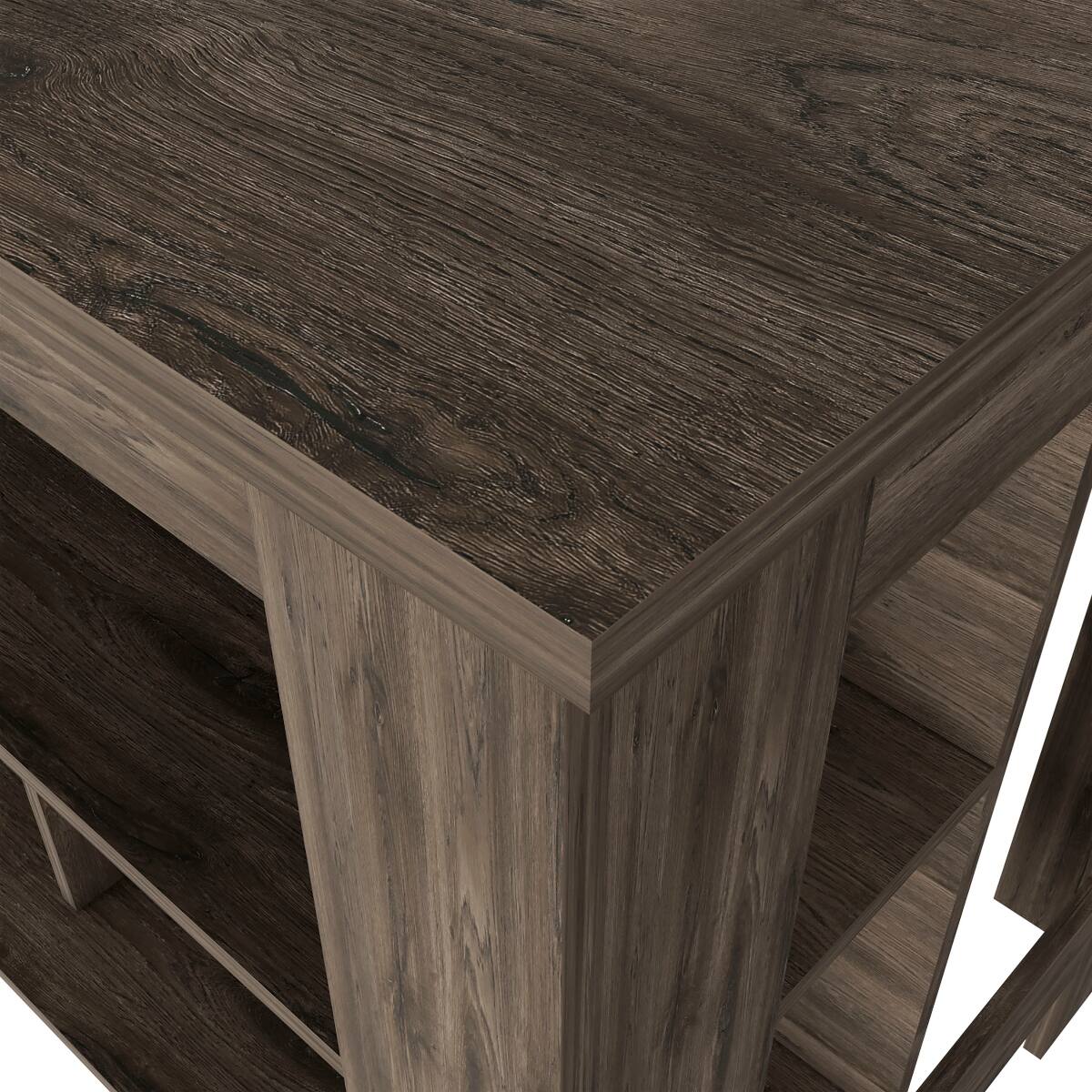Alt View 8. Loheer - Loheer Dark Brown Contemporary Kitchen Island with 3 Shelves - Dark Brown.