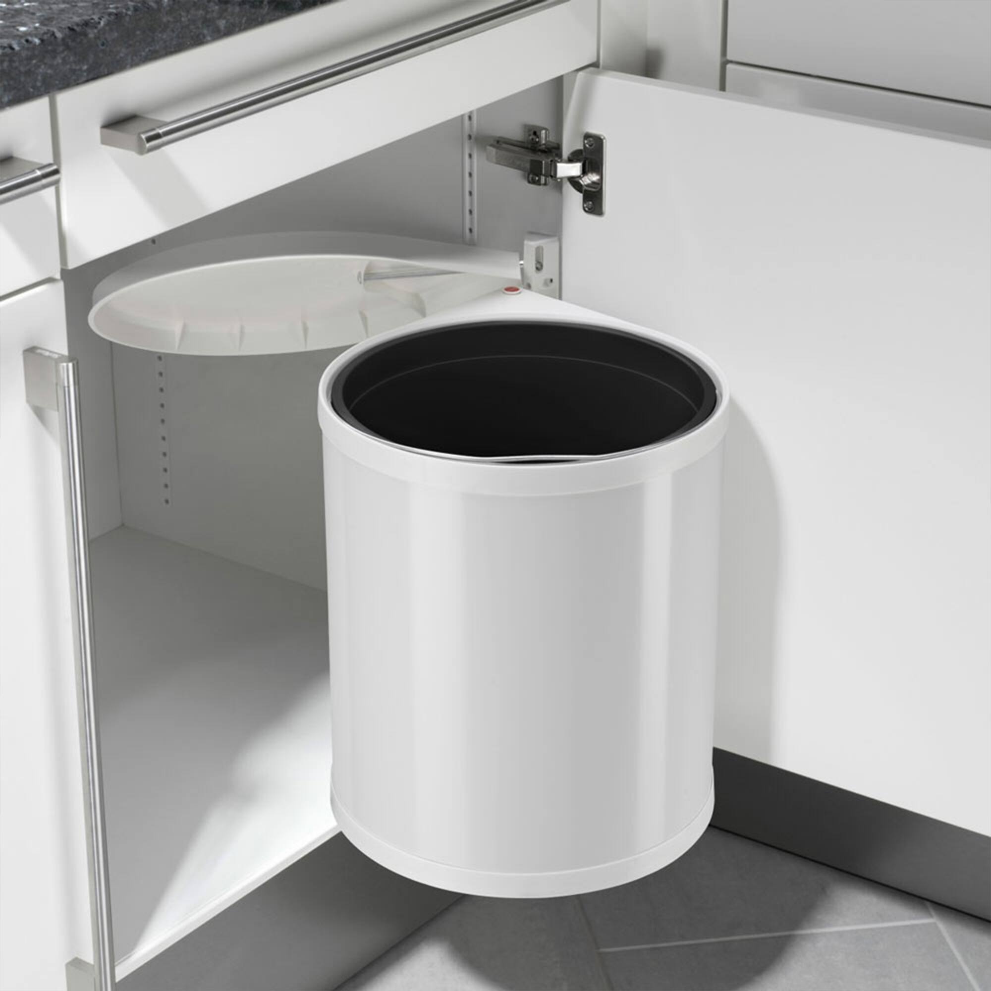 Alt View 7. Hailo - Compact 15L Waste Bin with Lid-Lift System - White.