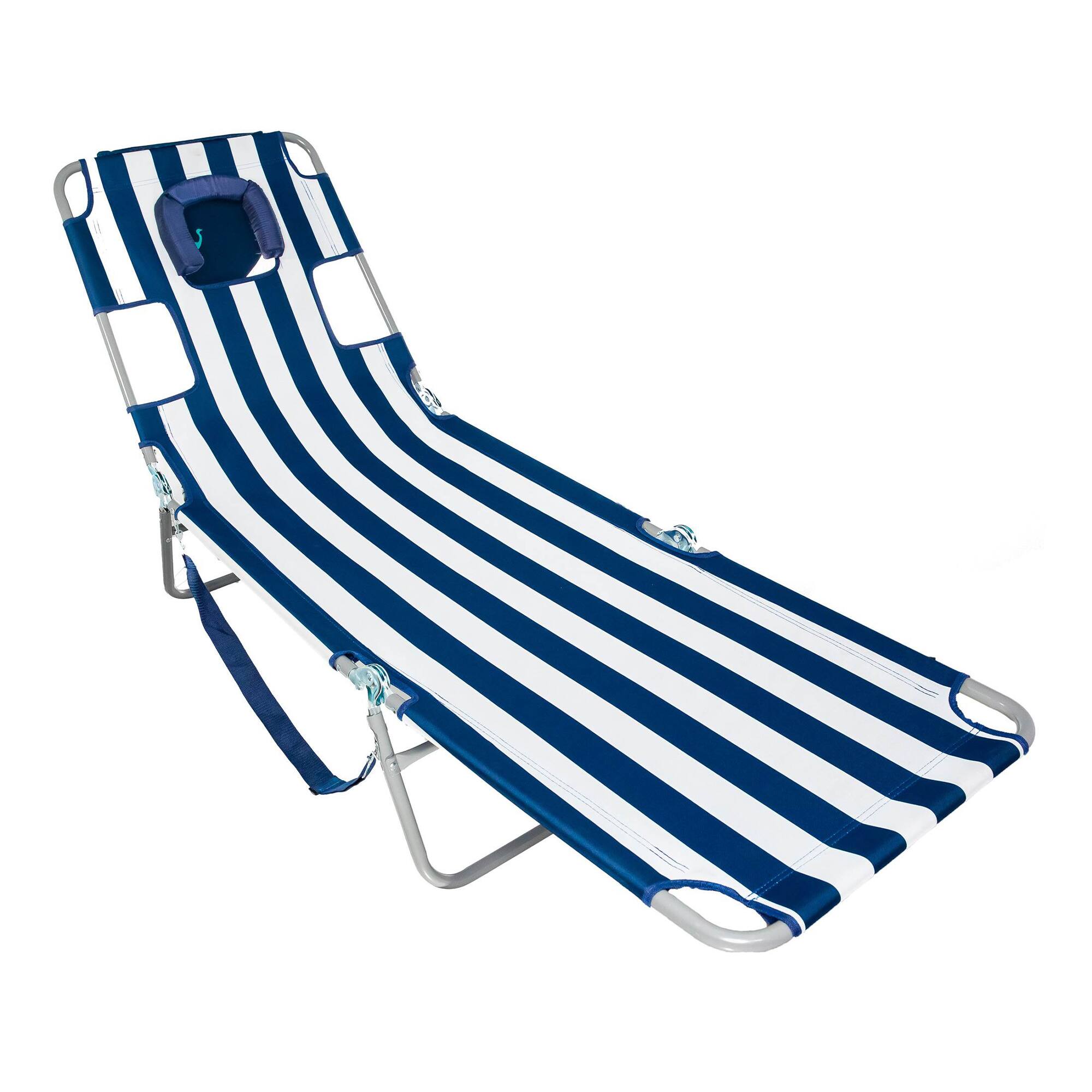 Alt View 1. Camco - Ostrich Chaise Beach Chair & Backpack Chaise Poolside Lounge Chair, Navy Stripes - Multicolor.