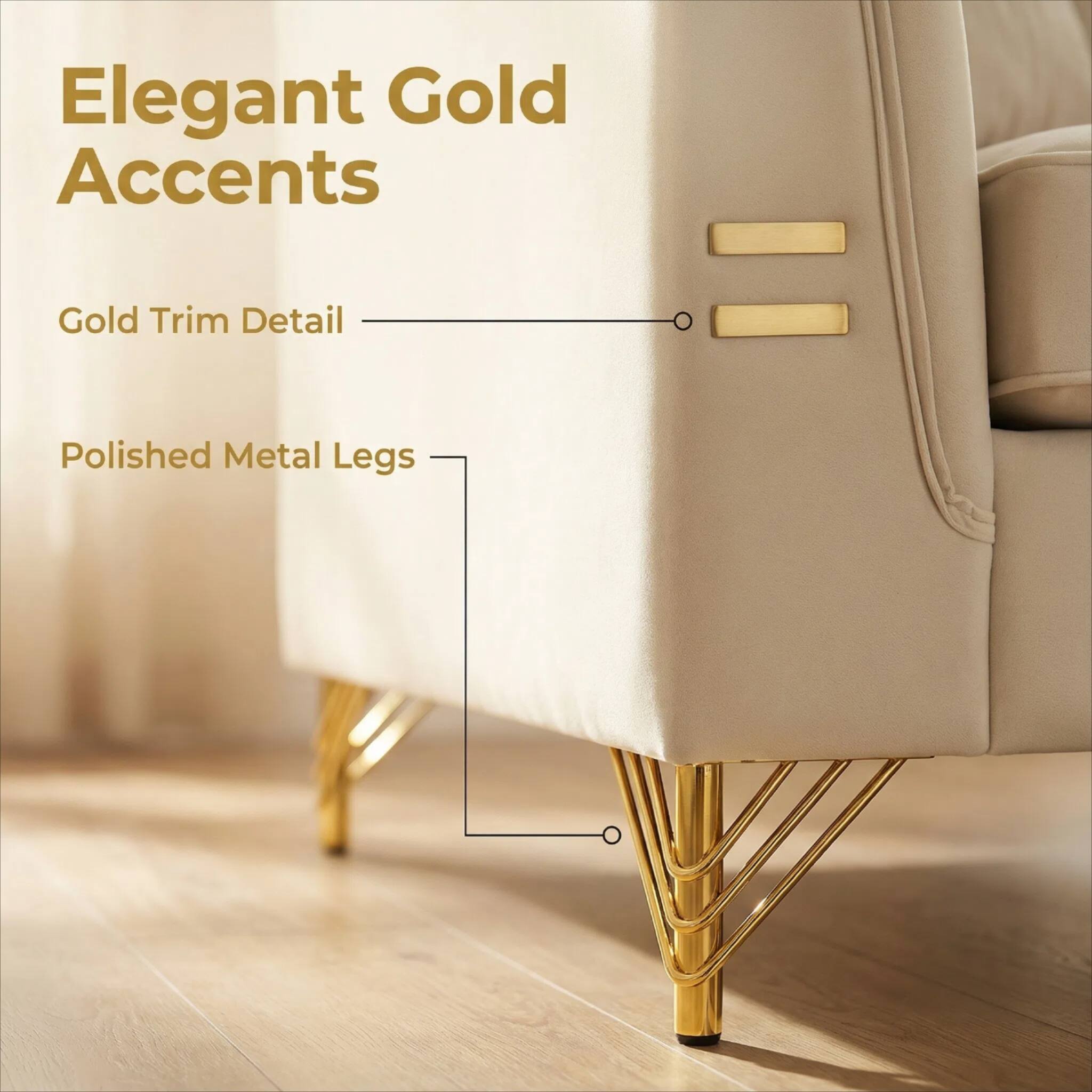 Elegant Gold Accents

Gold Trim Detail

Polished Metal Legs