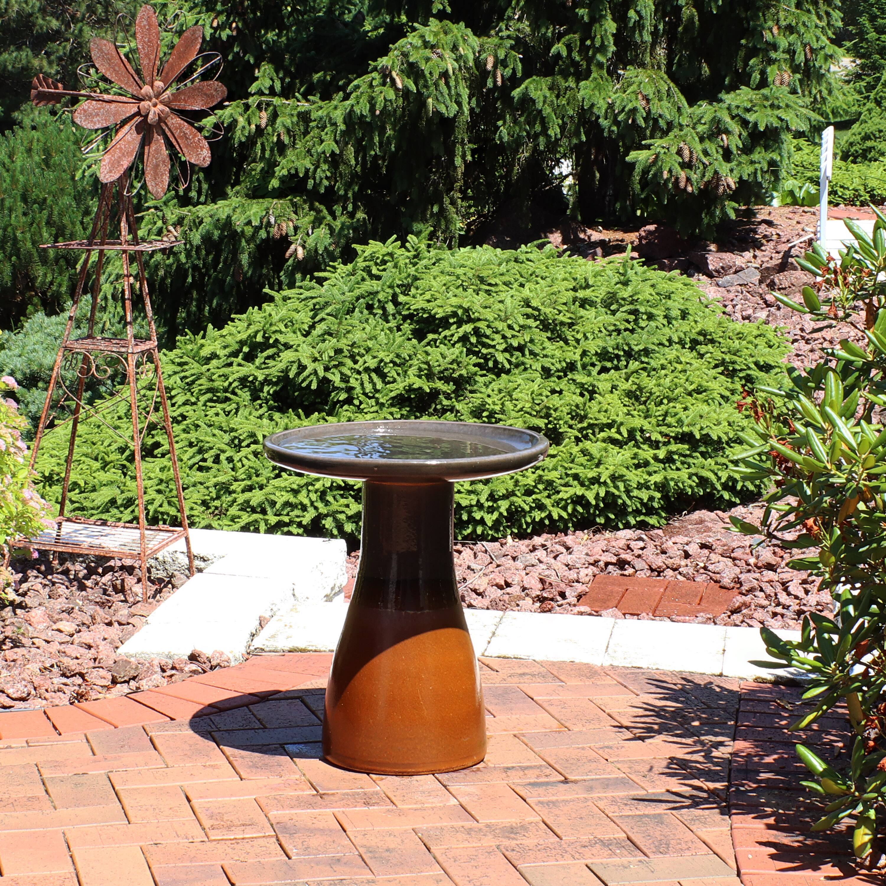 Alt View 5. Sunnydaze - Subtle Transitions Ceramic Bird Bath - 18.5 in - Dusty Rose.