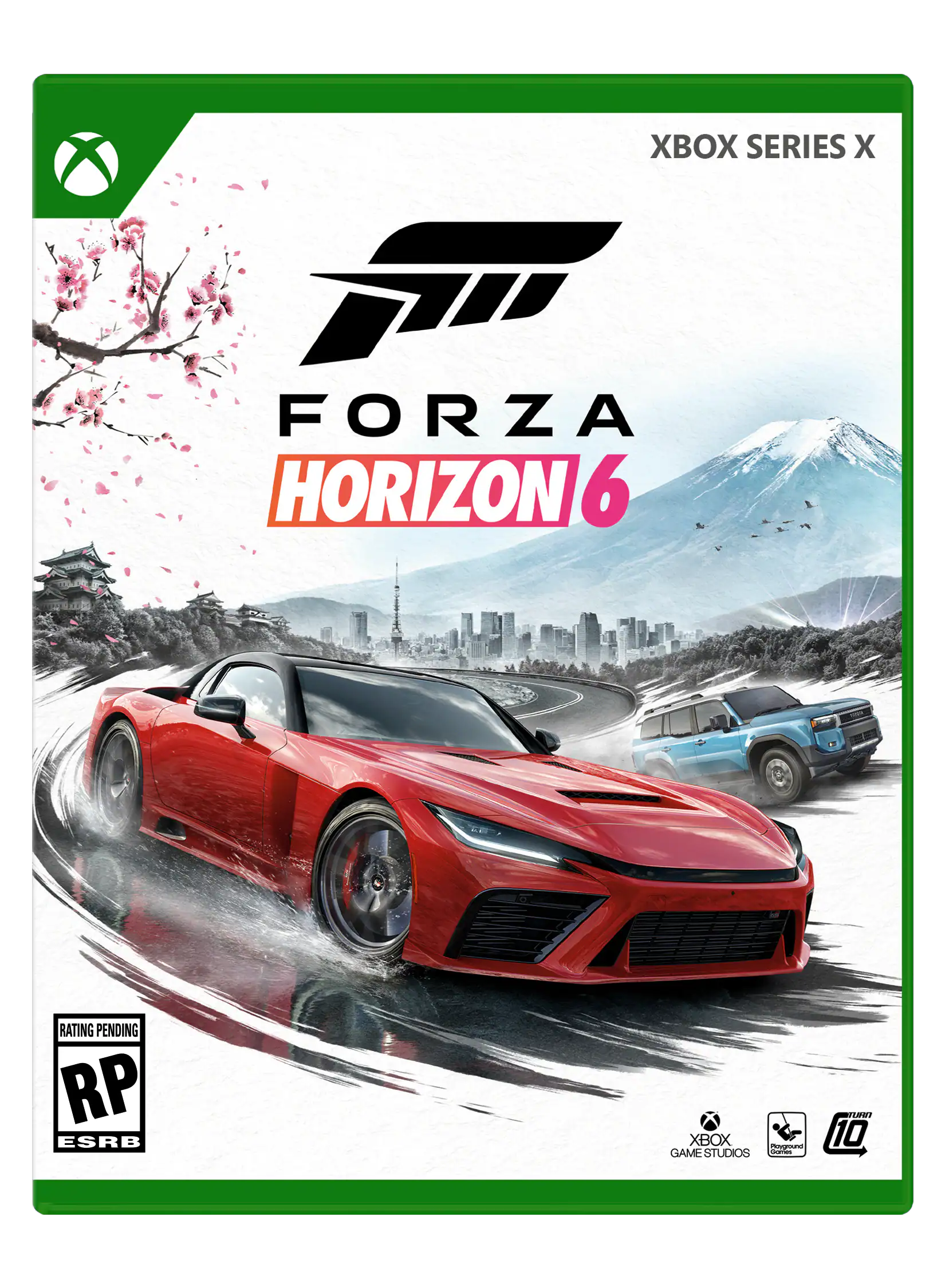 XBOX SERIES X  
FORZA HORIZON 6  
RATING PENDING RP ESRB  
XBOX GAME STUDIOS  
I EAA 10 - E (Everyone)