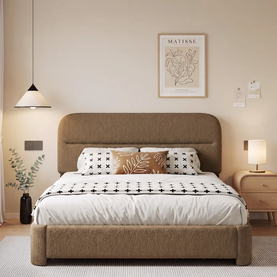 Vipbear F/Q/K Upholstered Platform Bed Frame | Height Adjustable ...