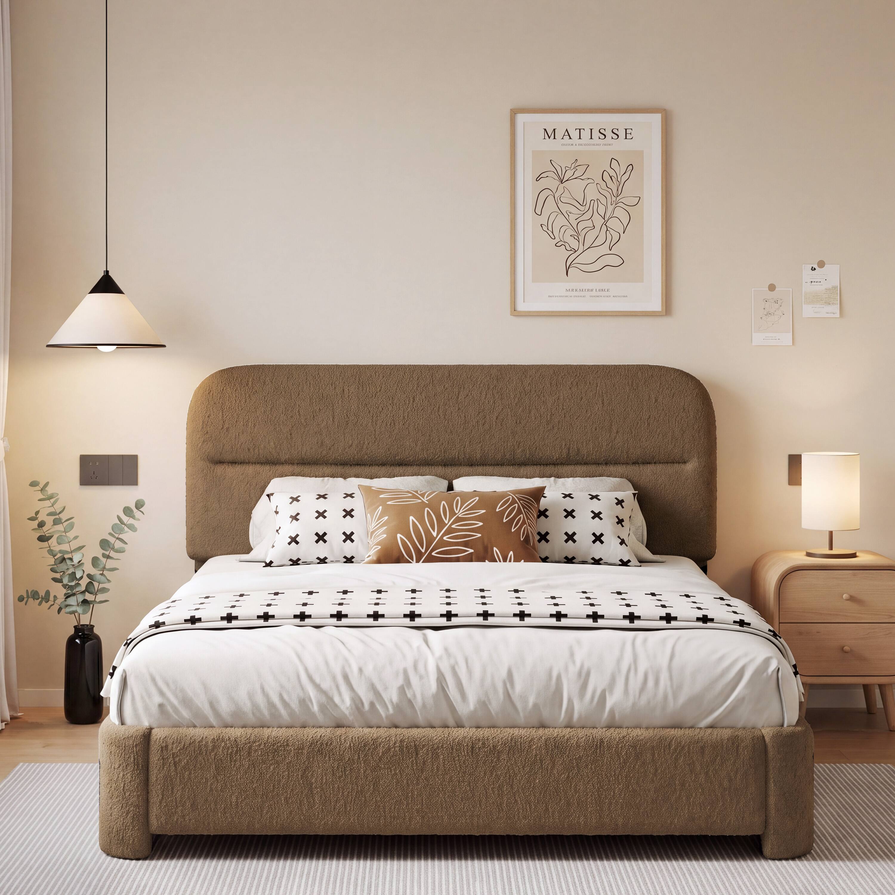 Vipbear F/Q/K Upholstered Platform Bed Frame | Height Adjustable ...