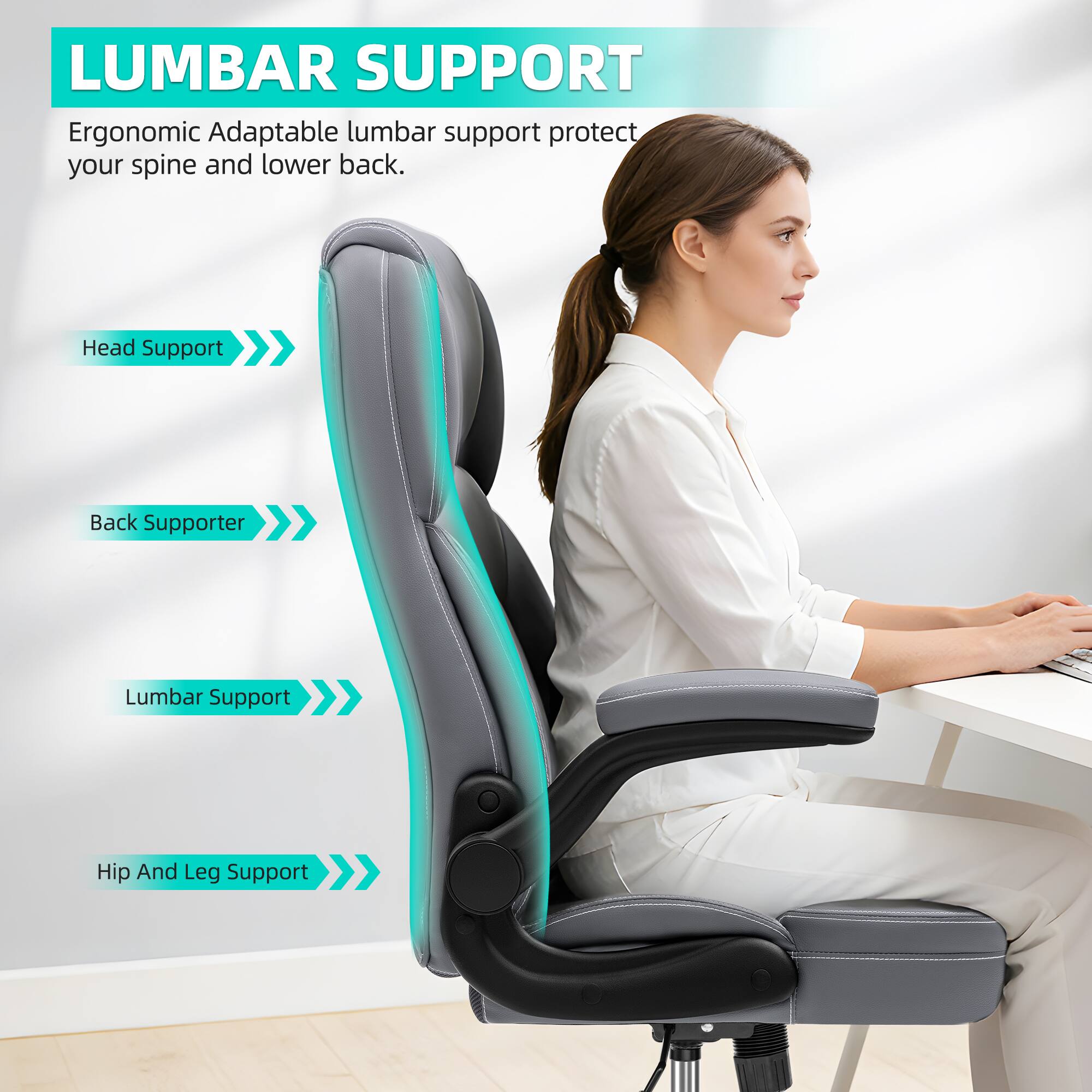 LUMBAR SUPPORT

Ergonomic Adaptable lumbar support protect your spine and lower back.

- Head Support
- Back Supporter
- Lumbar Support
- Hip And Leg Support