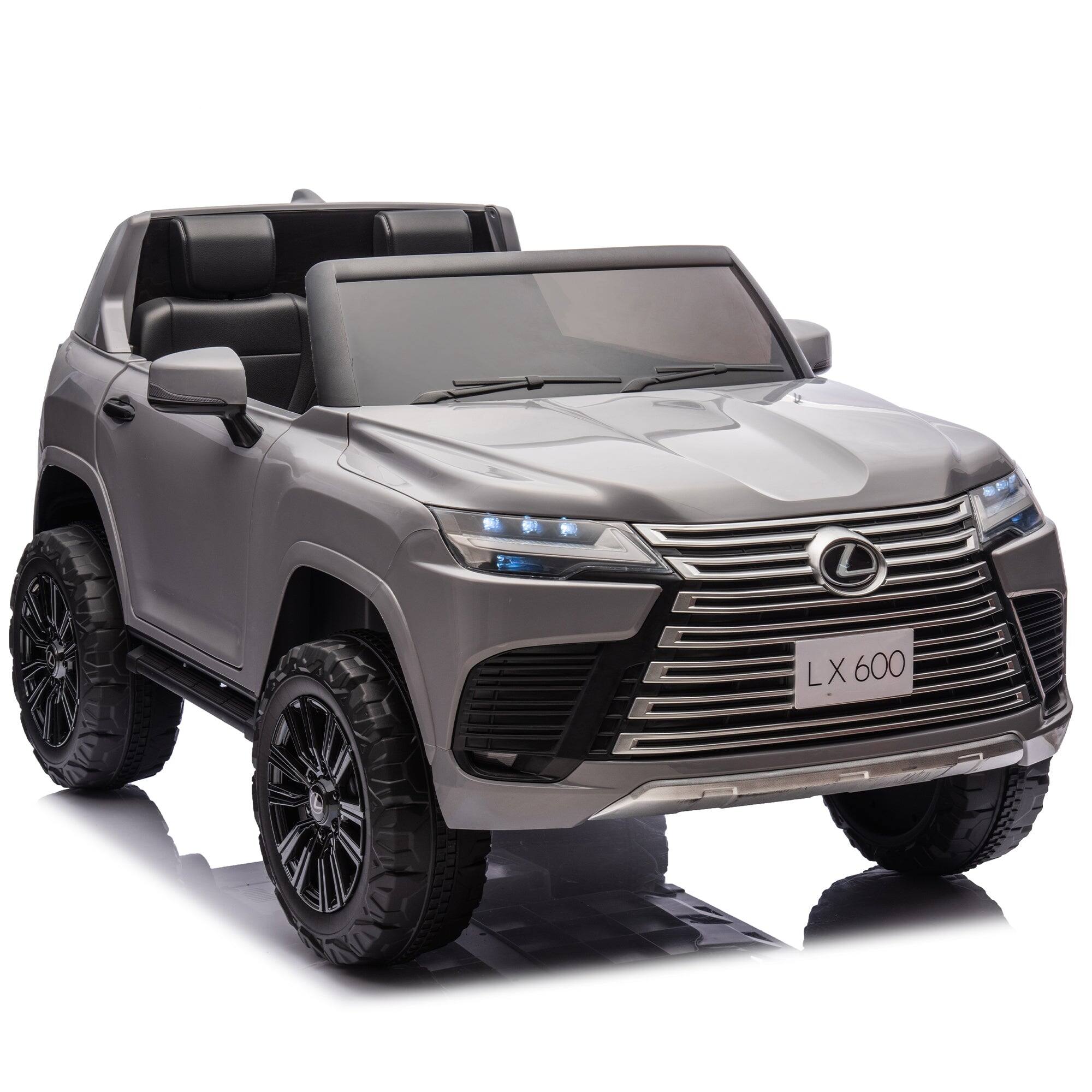 Back. BreeBe - Licensed LEXUS LX600 24V Kids Ride-On Car 2-Seater 2WD, Parents Control, Bluetooth, Music, Adjustable Speed - Gray.