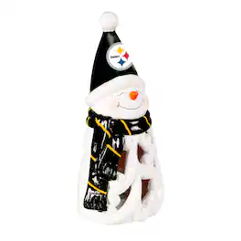 Evergreen Enterprises - Pittsburgh Steelers LED 8" Snowman Lit Garden Statue - Black