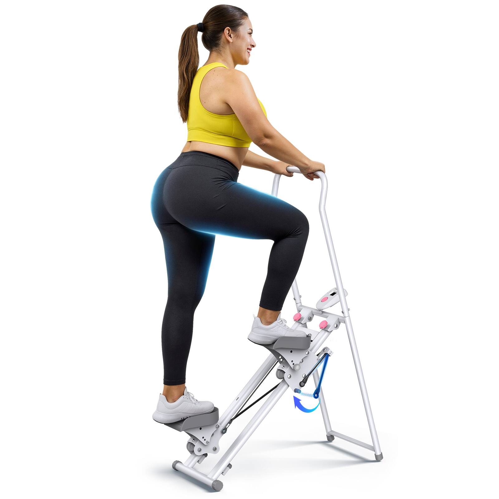 Left. MERACH - MERACH Vertical Climber Stair Stepper Machine Full Body Workout Home Gym Exercis Adjustable Handlebar & Pedals - White.