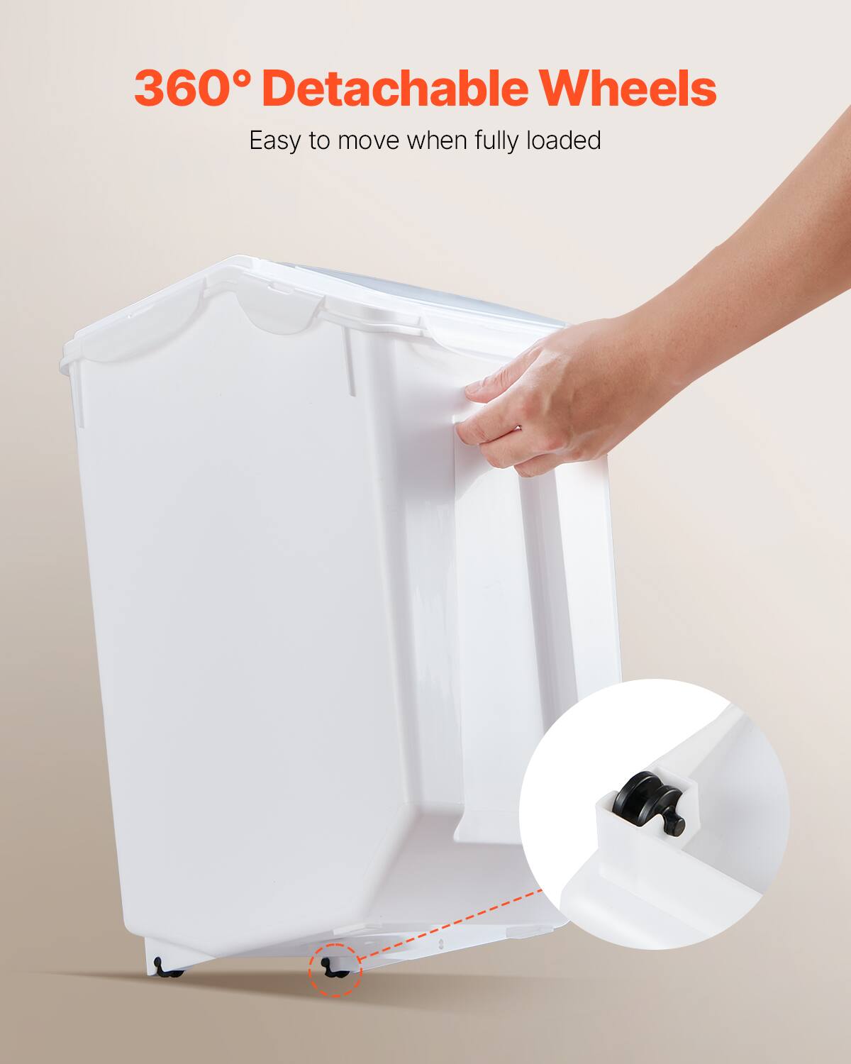 360° Detachable Wheels
Easy to move when fully loaded