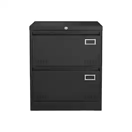Boyel Living - Filing Cabinet Lateral File Cabinet 2 Drawer with Lock Metal File Cabinets Three Drawer Office Cabinet - Black