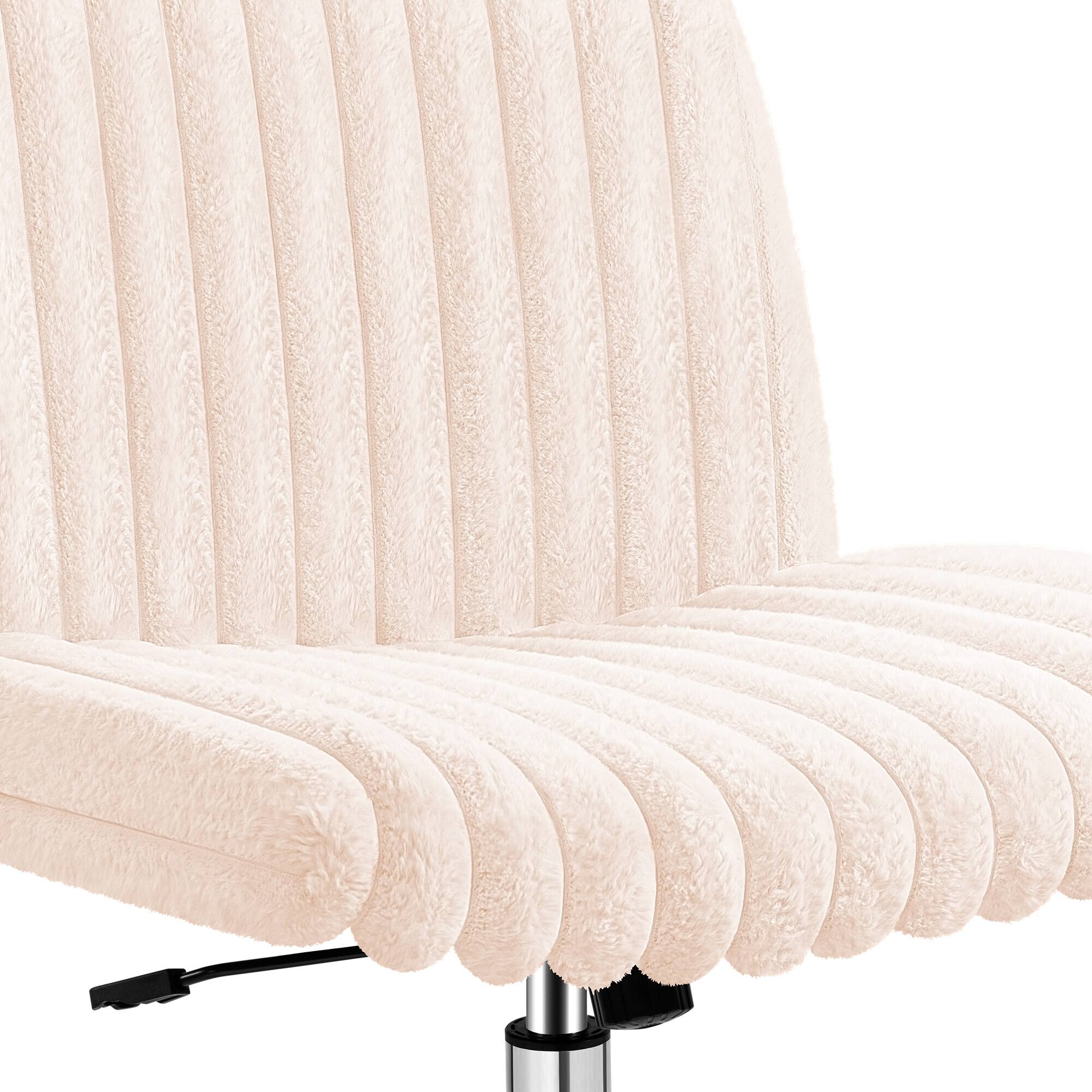 Alt View 5. KERDOM - Wider Seat Criss Cross Chair, Armless Ergonomic Office Chair No Wheels, Soft Velvet Vanity Makeup Chair For Home Bedroom - Pink.