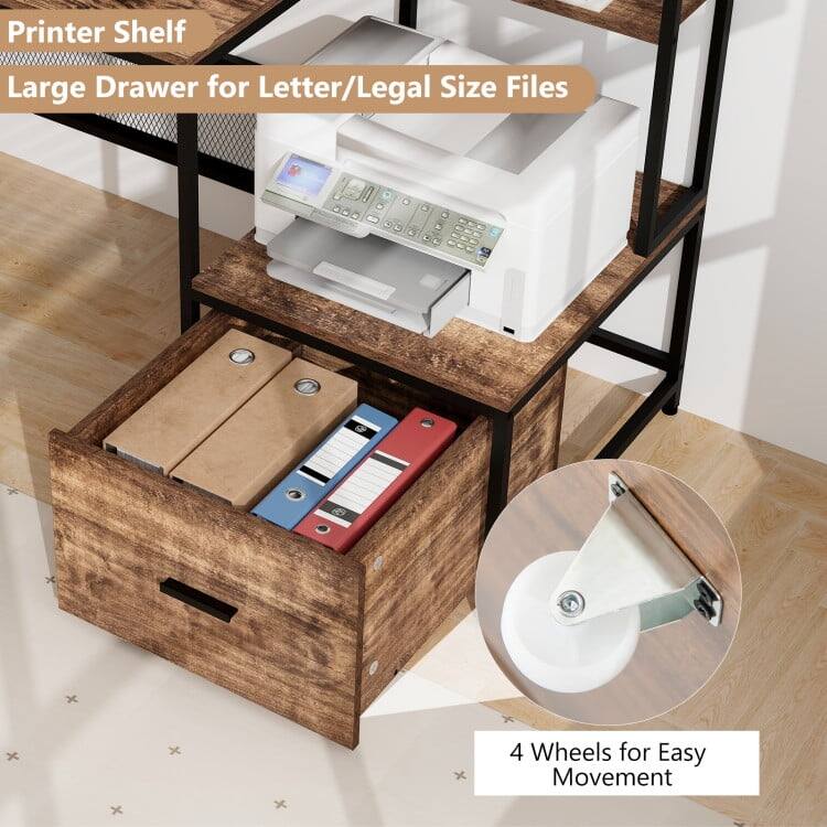 Printer Shelf  
Large Drawer for Letter/Legal Size Files  
4 Wheels for Easy Movement
