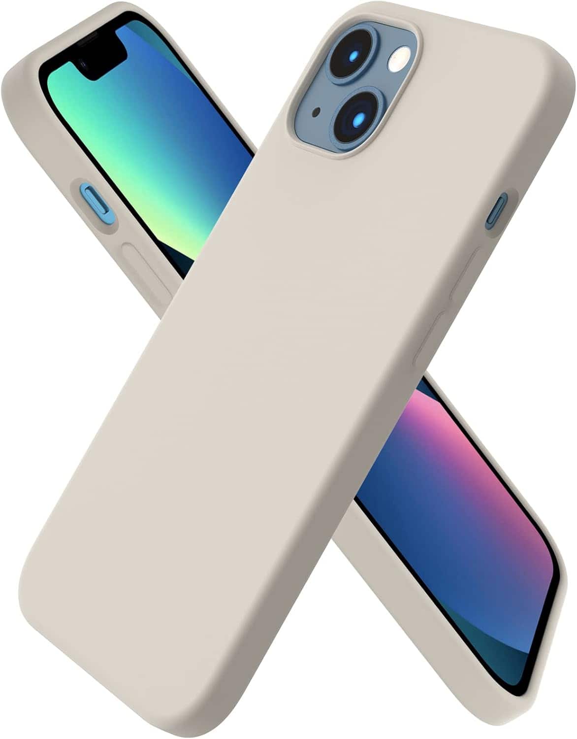 Front. Ornarto - ORNARTO Compatible with iPhone 13 Case 6.1", Slim Liquid Silicone 3 Layers Full Covered Cover-Stone Gray - Stone Gray.