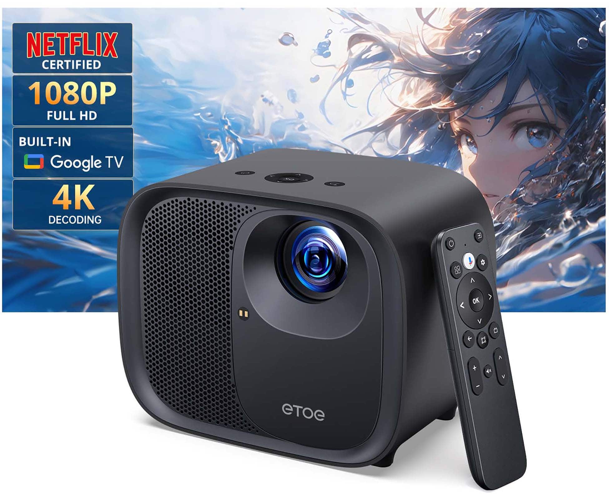 ETOE E3 Pro Official Licensed Google TV Smart Projector, 4K