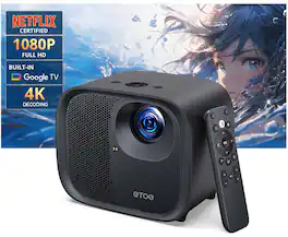 ETOE - E3 Pro Google TV Smart Projector, 1080P FHD, 600 ANSI, 20W Audio, Auto Focus & Keystone, Bluetooth & WiFi, 4K Decoding - Black
