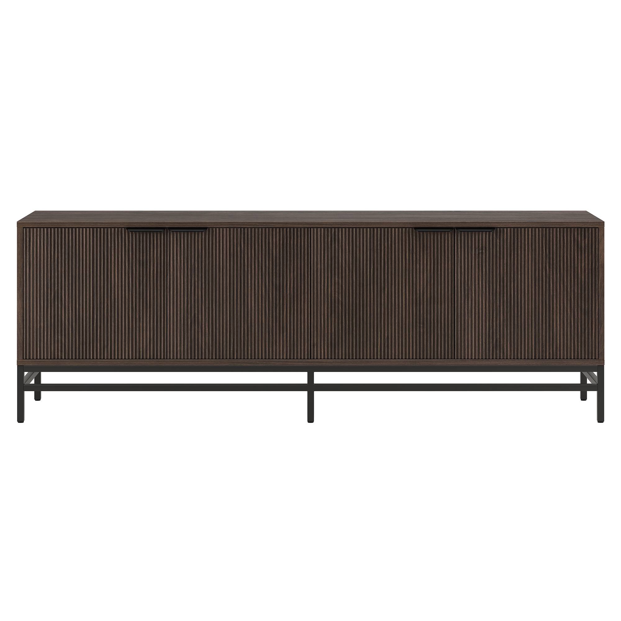 Angle. Hudson&Canal - Montello Rectangular Fluted TV Stand for TV's up to 78" in Alder Brown - Alder Brown.