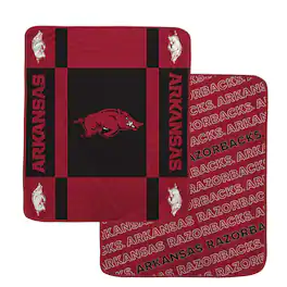 Pegasus - Arkansas Razorbacks 60" x 70" Reverse Block Wordmark Double-Sided Ultra Cozy Blanket - Multicolor