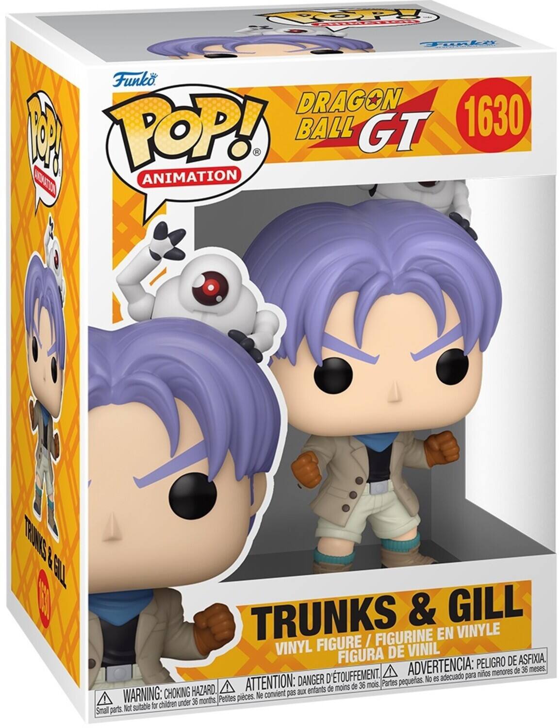 Funko Pop! Animation Dragon Ball GT 1630 Trunks & Gill Vinyl Figure / Figurine en Vinyle Figura de Vinil Peligro de asfixia. Danger d'étouffement. Advertencia: para niños menores de 36 meses. Peligro de asfixia. Danger d'étouffement. Advertencia: para niños menores de 36 meses. Partes pequeñas. No es adecuado para niños menores de 36 meses. Petites pièces. Ne convient pas aux enfants de moins de 36 mois. Small parts. Not suitable for children under 36 months. Choking hazard.