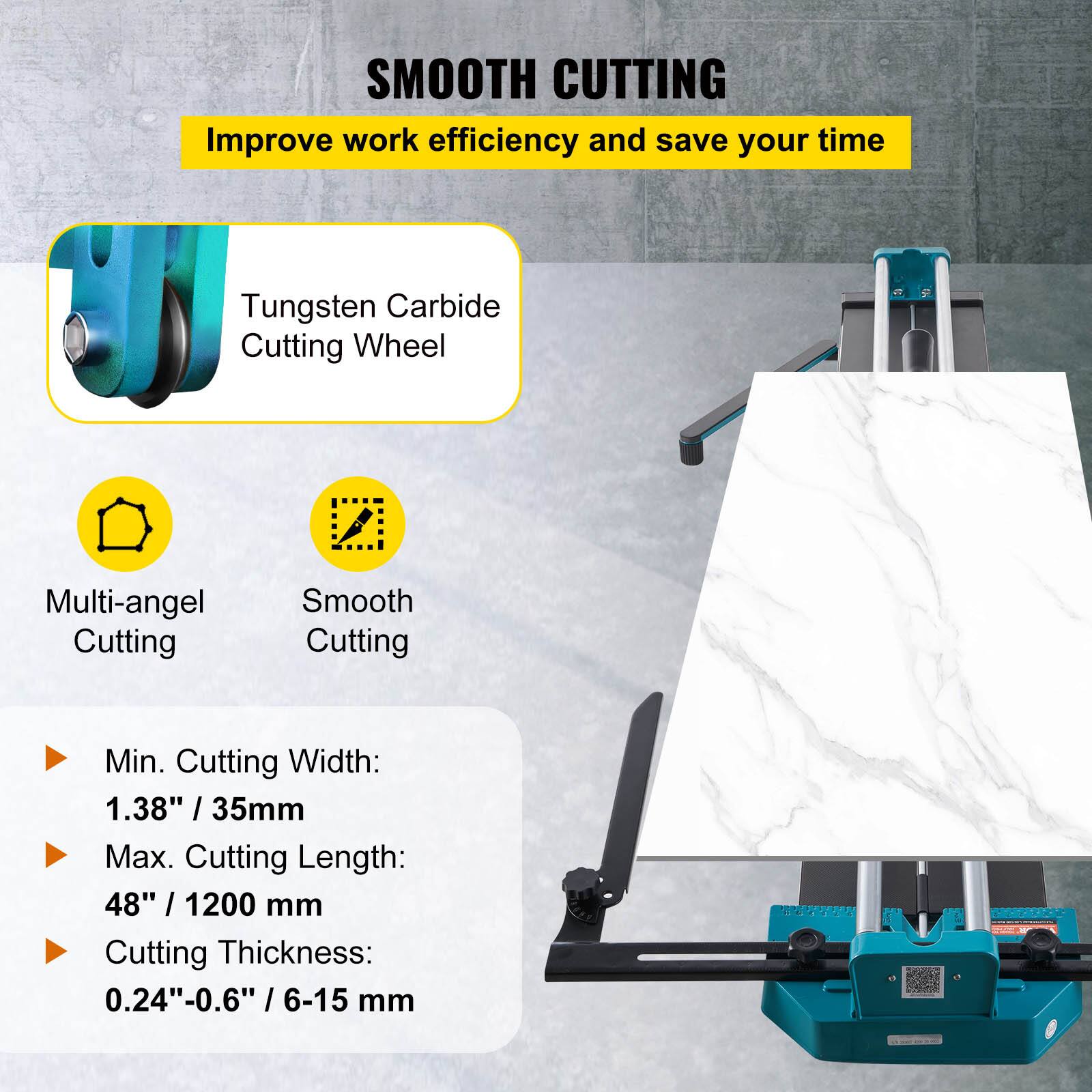 SMOOTH CUTTING  
Improve work efficiency and save your time  

Tungsten Carbide Cutting Wheel  

Multi-angle Cutting  
Smooth Cutting  

Min. Cutting Width: 1.38" / 35mm  
Max. Cutting Length: 48" / 1200 mm  
Cutting Thickness: 0.24"-0.6" / 6-15 mm