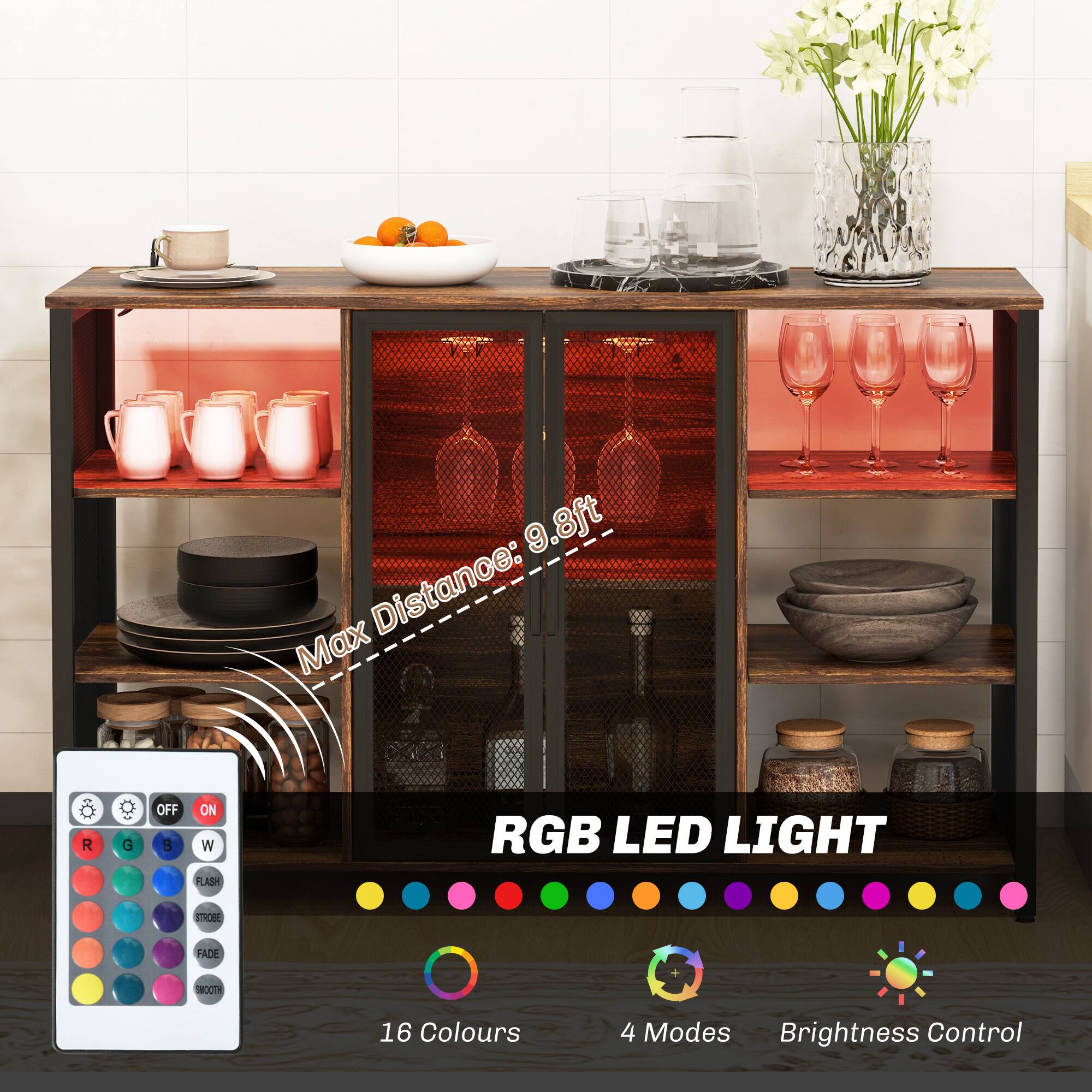 RGB LED LIGHT, 16 Colours, 4 Modes, Brightness Control, 9.8ft Distance: Max, R, G, B, OFF, W, FLASH, FADE, SMOOTH