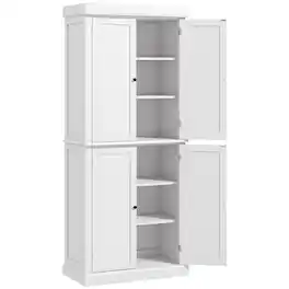 Homcom - Kitchen Cabinet, Pantry Storage Cabinet with Doors and Shelves - White