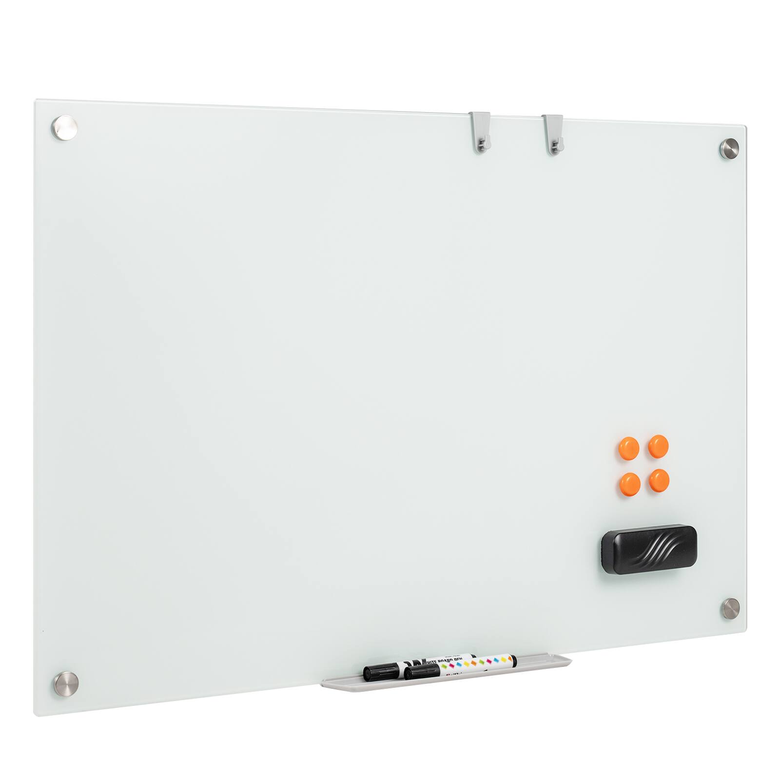 Alt View 9. Gymax - Gymax 36 x 24 Inches Glass Whiteboard w/Eraser Removable Tray 2 Markers 4 Magnets - White.