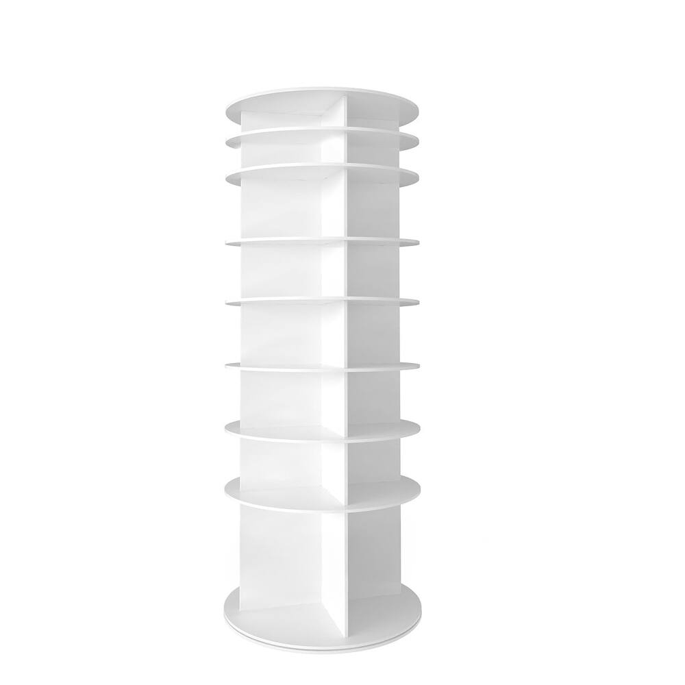 Alt View 9. Loheer - Loheer 8 tier rotating shoe rack, White PVC Round Carousel, Closet Storage Tower - White.