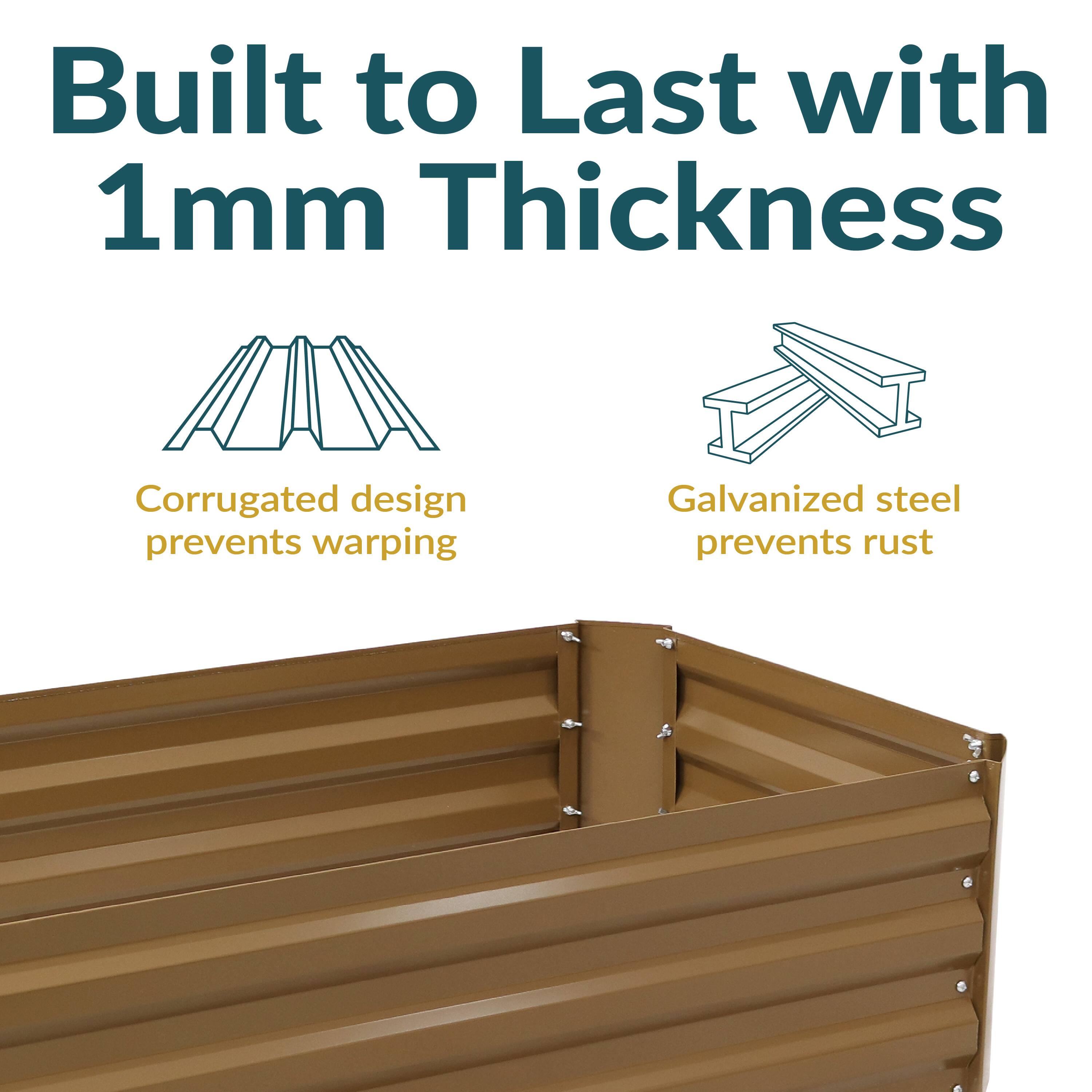 Built to Last with 1mm Thickness

- Corrugated design prevents warping
- Galvanized steel prevents rust