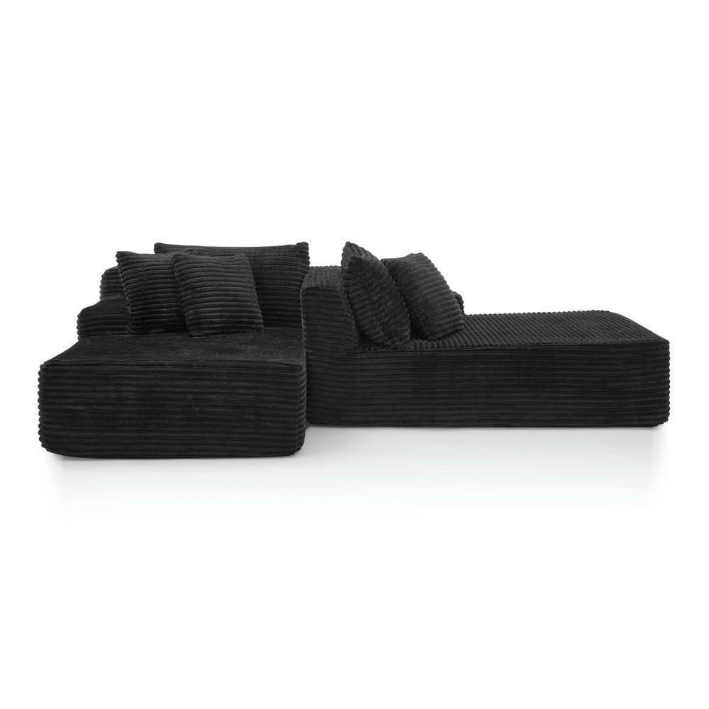 Alt View 1. Kadyn - 2-Person Velvet Lounger Sofa, Compressed Packaging with No Assembly Needed, Plush Low-Profile Loveseat, Black - Black.