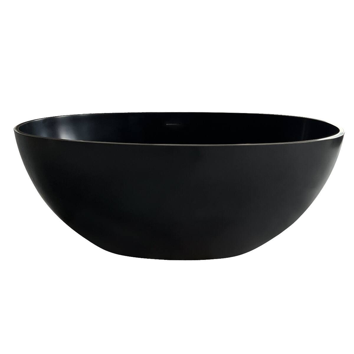 Front. Loheer - Loheer 55 Inch Solid Surface Soaking Bathtub Matte Black Deep Freestanding Tub - Matte Black.