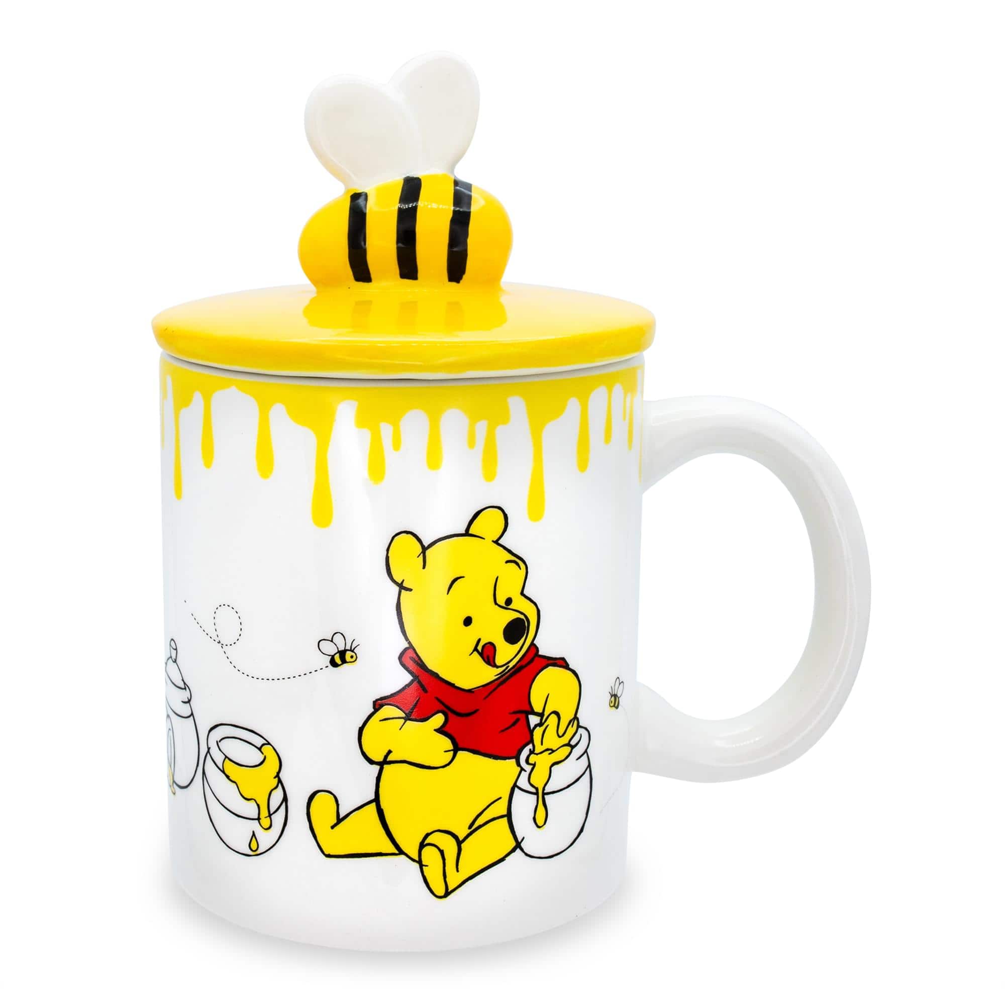 Disney - Winnie The Pooh Hunny Pot Ceramic Mug With Lid | Holds 18 Ounces - Yellow