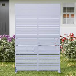 PexFix - 72 in. x 47 in. Louvered Pattern Metal Outdoor Privacy Screen & Panels, Freestanding Garden Divider Fence - Lavender Purple