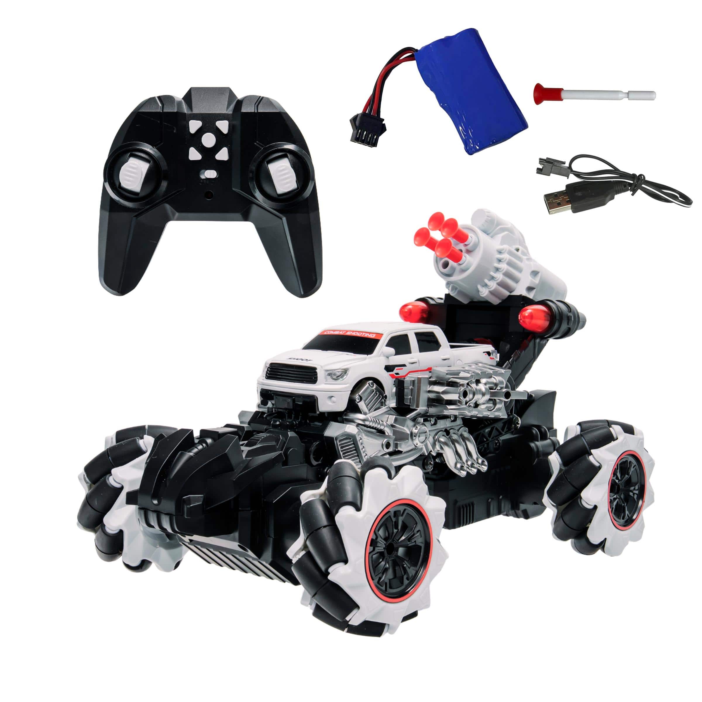 Lexibook - Crosslander, RC Transforming Shooting Tank Drift Car Robot, All Terrain Vehicle, Dart Launcher, Responsive Remote